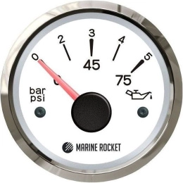 Указатель давления масла 0-5 бар аналоговый бел/нерж (WS) 52 мм KUS